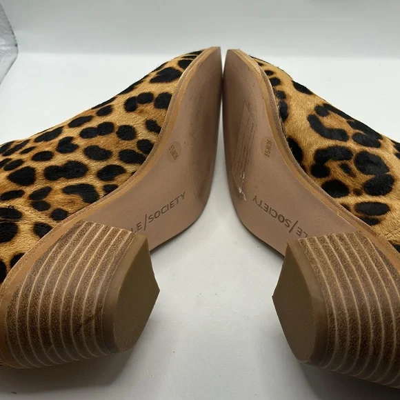 Sole Society leopard cow hair  ankle pull on boots pointy leopard print SZ 5.5 - Picture 5 of 16